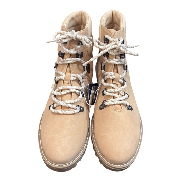 Universal Thread Tan Tully Combat Faux Leather Ankle Booties Women Sz 11 US NWT - Picture 2 of 10